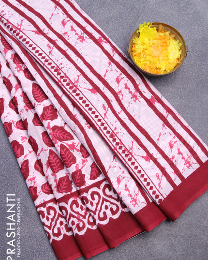 Jaipur cotton saree light pink and maroon with butta prints and printed border