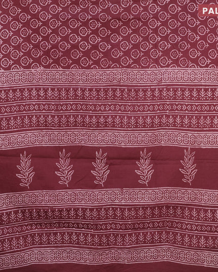 Jaipur cotton saree maroon shade with butta prints and printed border