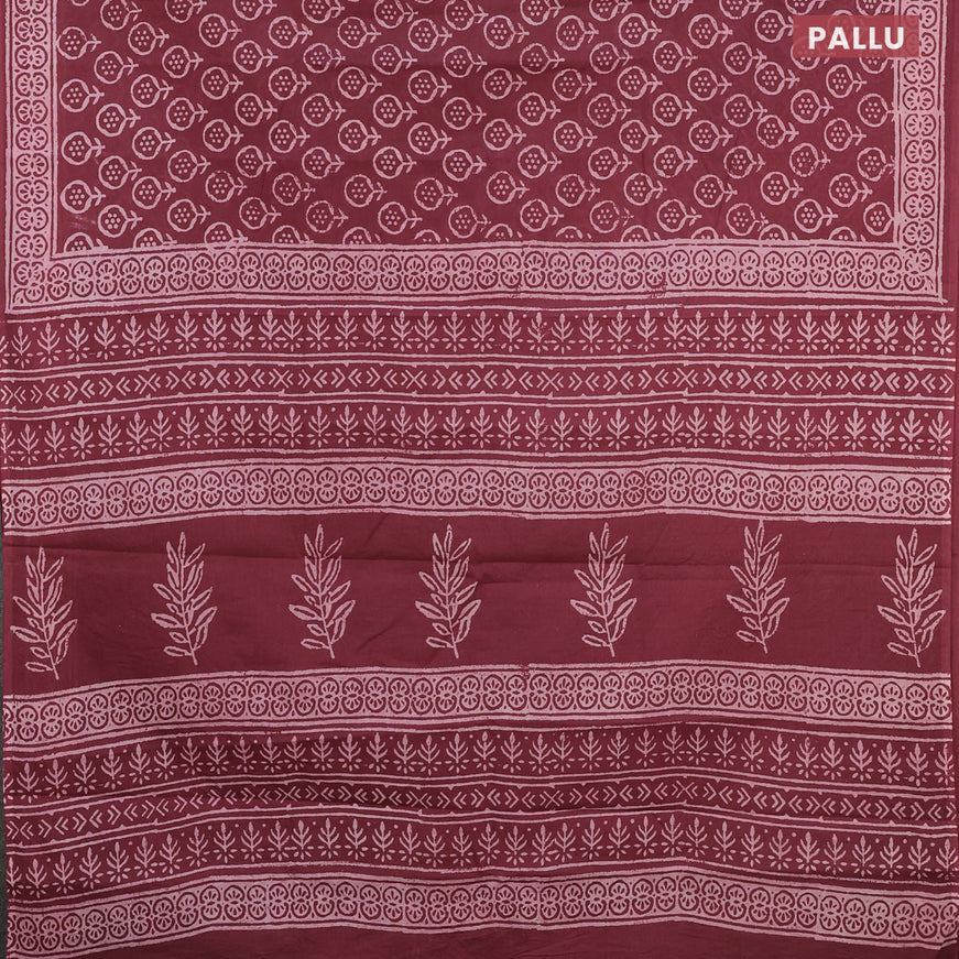 Jaipur cotton saree maroon shade with butta prints and printed border