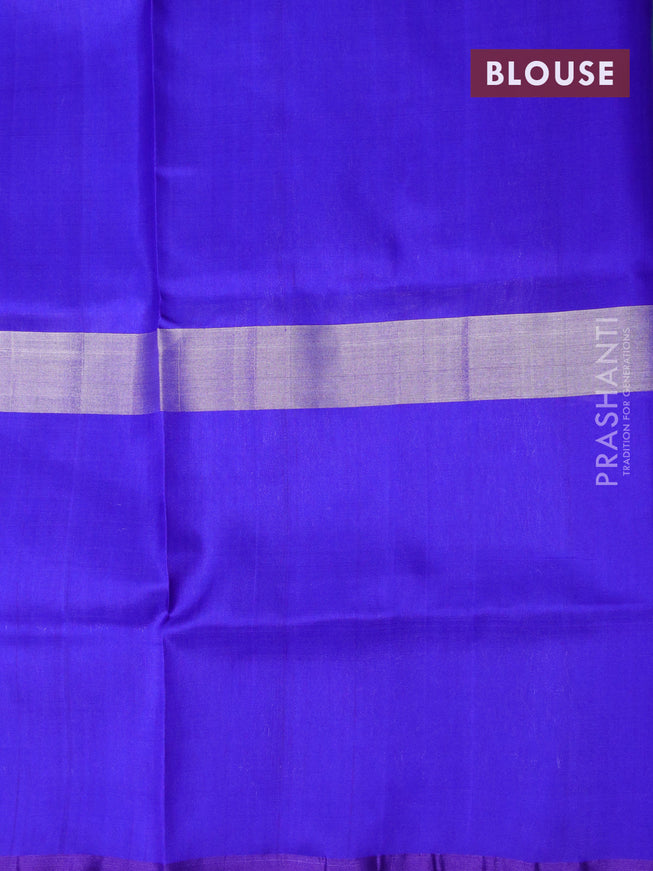 Pure uppada silk saree blue shade and blue with silver zari woven floral buttas and silver zari woven butta border