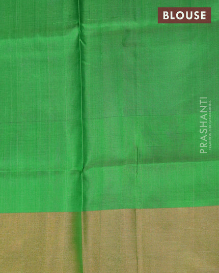 Pure uppada silk saree purple and light green with silver & gold zari woven buttas and zari woven border