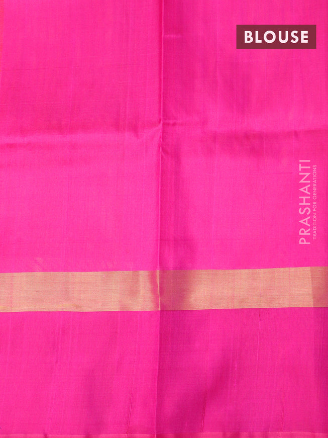 Pure uppada silk saree orange and pink with allover thread & zari woven floral buttas and zari woven simple border