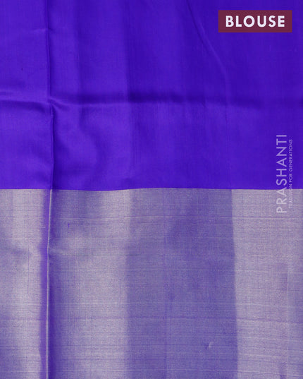 Pure uppada silk saree pink and blue with silver zari woven buttas and long silver zari woven border