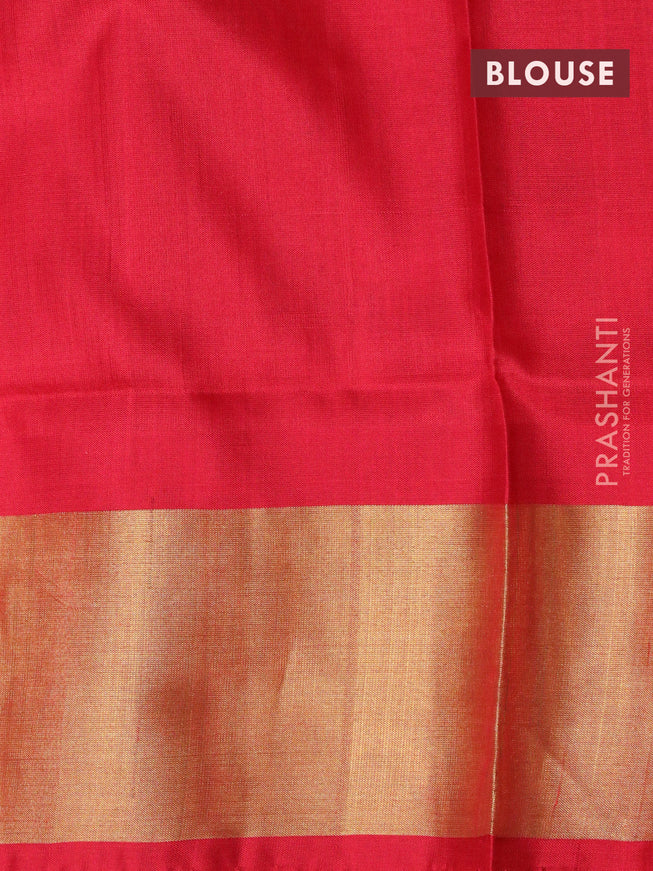 Pure uppada silk saree off white and maroon with allover ikat weaves and zari woven border