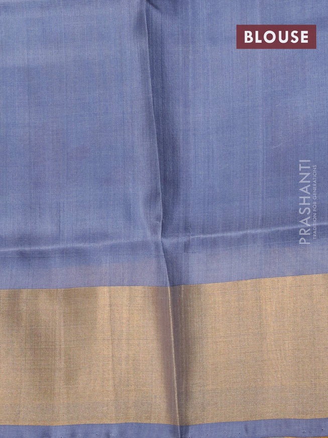 Pure uppada silk saree yellow and grey with allover ikat weaves and zari woven border