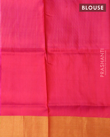 Pure uppada silk saree dual shade of sunset orange and pink with silver & gold zari woven buttas and rich zari wpven border