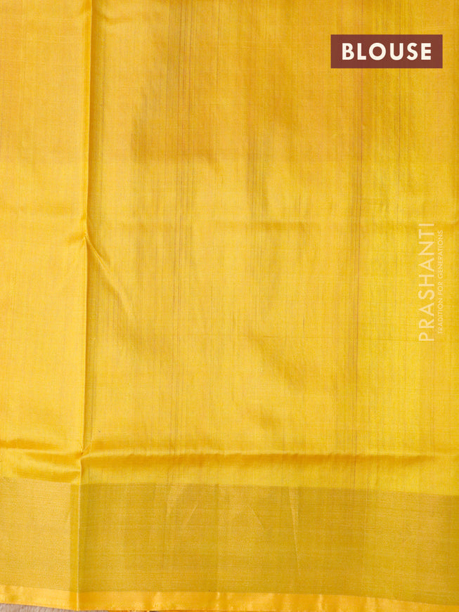 Pure uppada silk saree pink and mustard yellow with allover zari woven buttas and rich zari wpven border