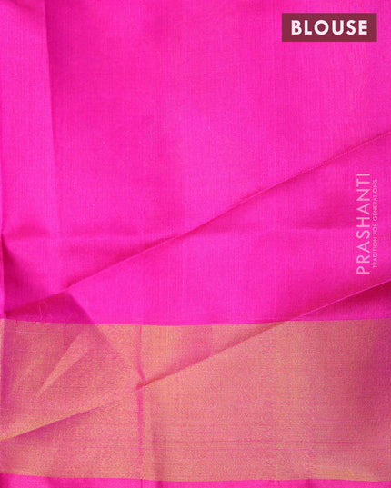 Pure uppada silk saree dark green and pink with zari woven jamdhani buttas and zari woven border