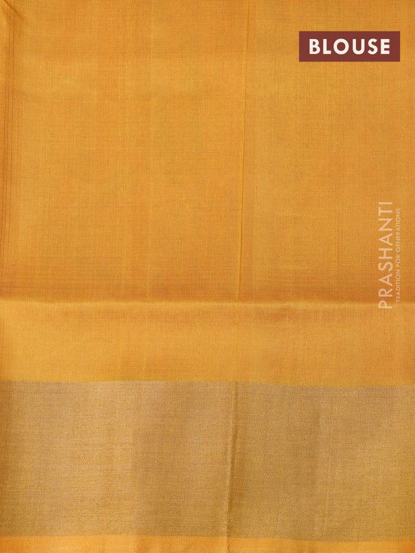 Pure uppada silk saree orange and mustard yellow with zari woven jamdhani buttas and zari woven border