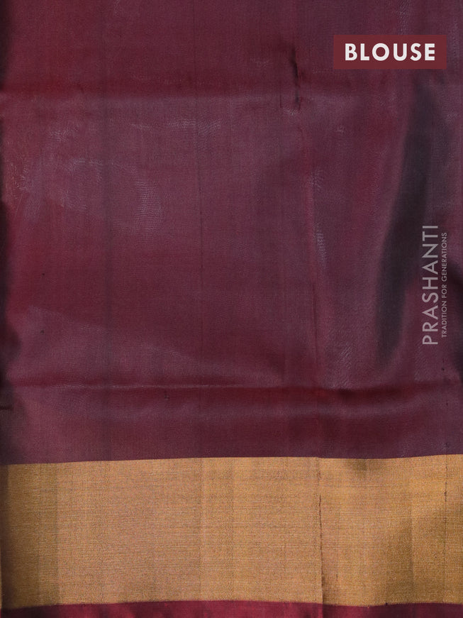 Pure uppada silk saree grey shade and maroon with thread & zari woven geometric buttas and zari woven border