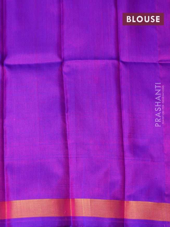 Pure uppada tissue silk saree pink and purple with plain body and silver zari woven butta border