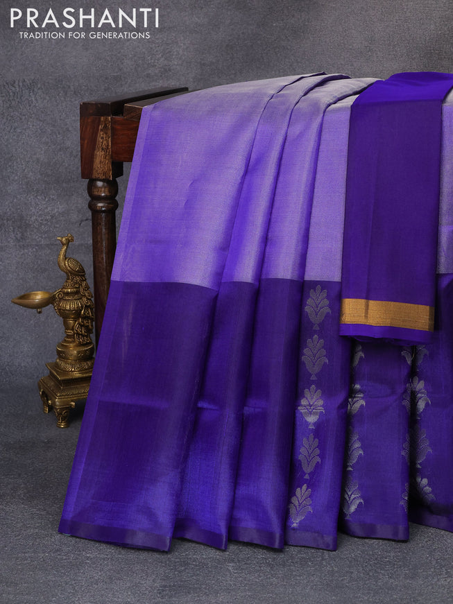 Pure uppada tissue silk saree blue with plain body and silver zari woven butta border
