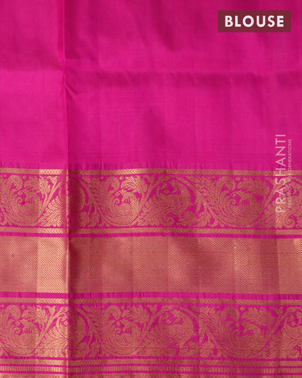 Pure uppada silk saree pink shade with allover thread & zari woven buttas and long peacock design zari woven border