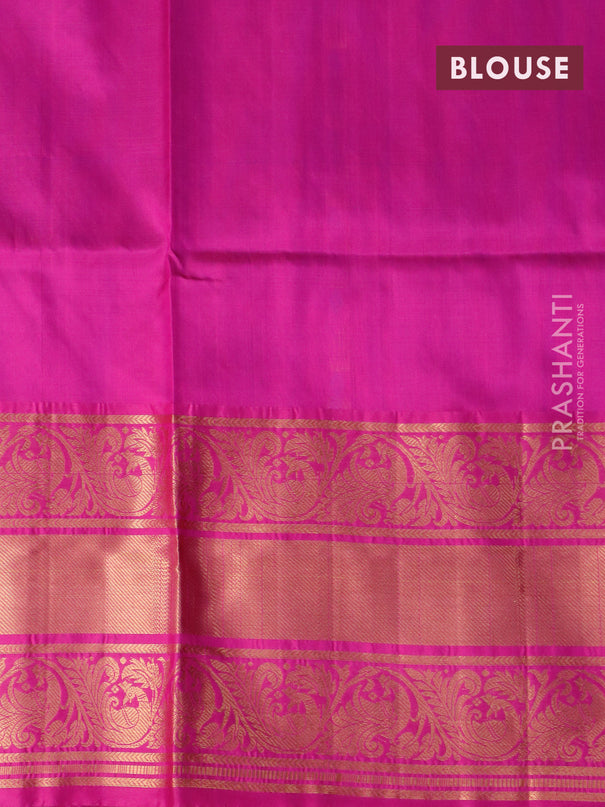 Pure uppada silk saree purple and pink with allover thread & zari woven buttas and long peacock design zari woven border