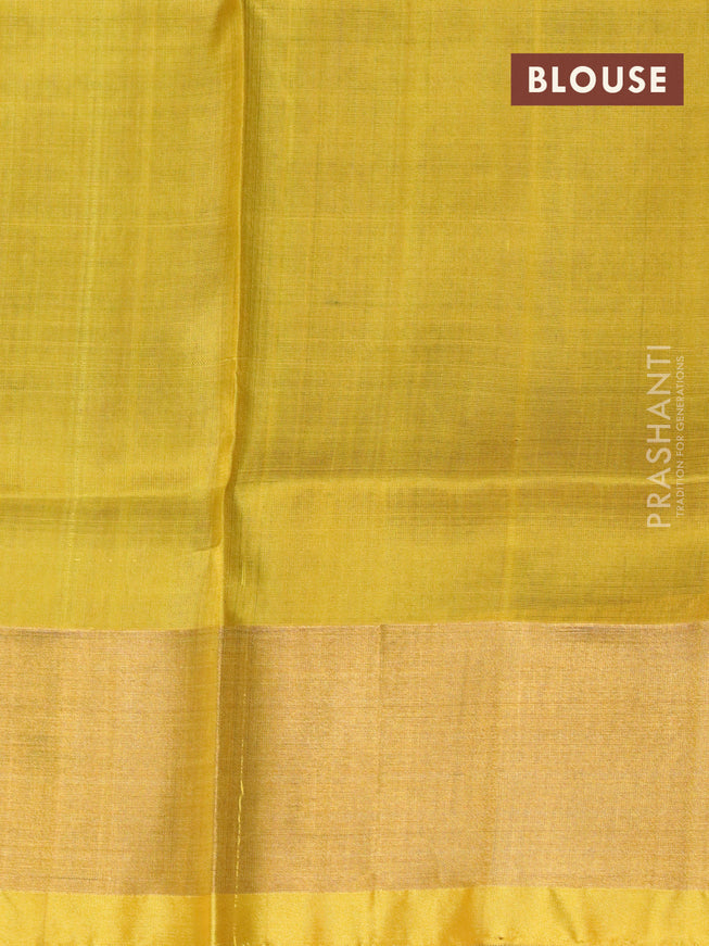 Pure uppada silk saree deep violet and mustard yellow with thread & zari woven buttas and zari woven border