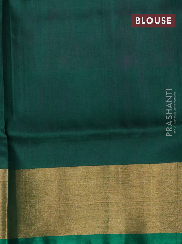 Pure uppada silk saree pink and green with silver & gold zari woven buttas and zari woven border