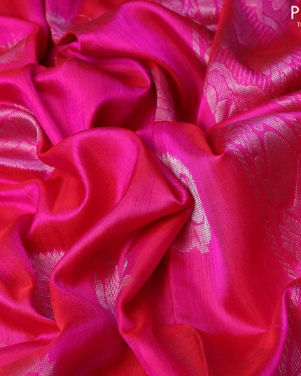 Pure uppada silk saree dual shade of pink with silver zari woven buttas and silver zari woven border