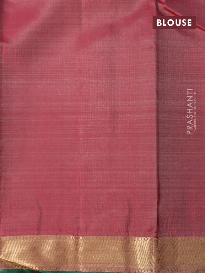 Pure kanjivaram silk saree grey shade and dual shade of pink with annam zari woven border and zari woven border
