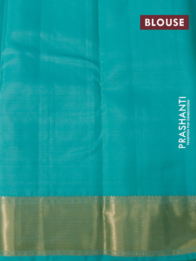 Pure kanjivaram silk saree teal blue with zari woven buttas and zari woven border