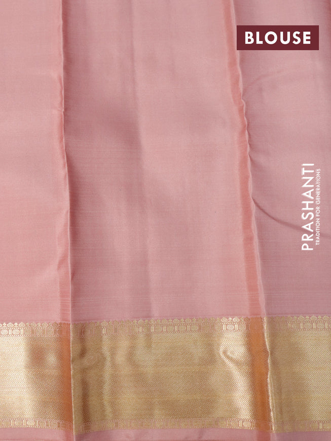 Pure kanjivaram silk saree pastel pink with zari woven buttas and zari woven border