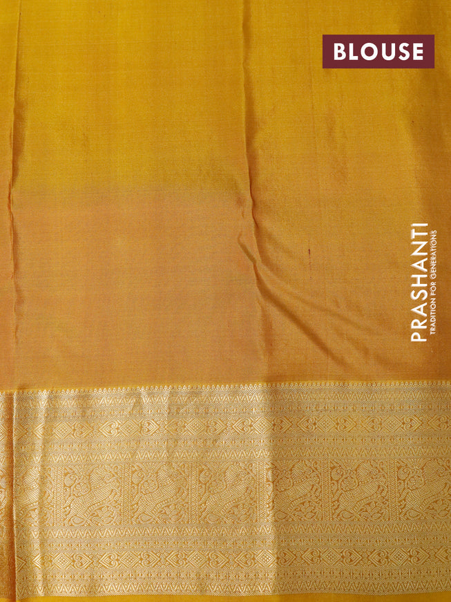 Pure kanjivaram silk saree pastel maroon shade and mustard yellow with zari woven buttas and zari woven border