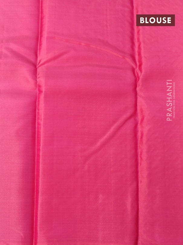 Pure kanjivaram silk saree black and light pink with zari woven leaf buttas in borderless style