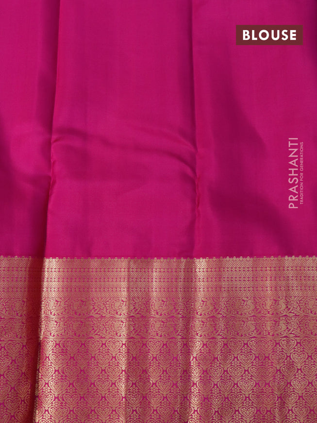 Pure kanjivaram silk saree dual shade of deep purple and pink with zari woven buttas and long zari woven border