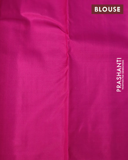 Pure kanjivaram silk saree green and pink with zari woven buttas in borderless style