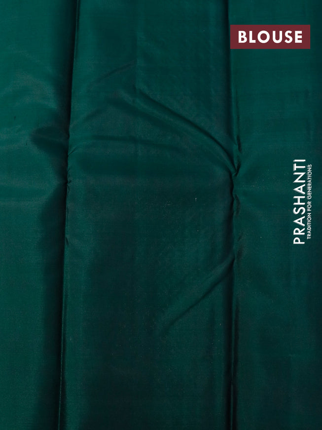 Pure kanjivaram silk saree pastel shade and green with zari woven buttas in borderless style