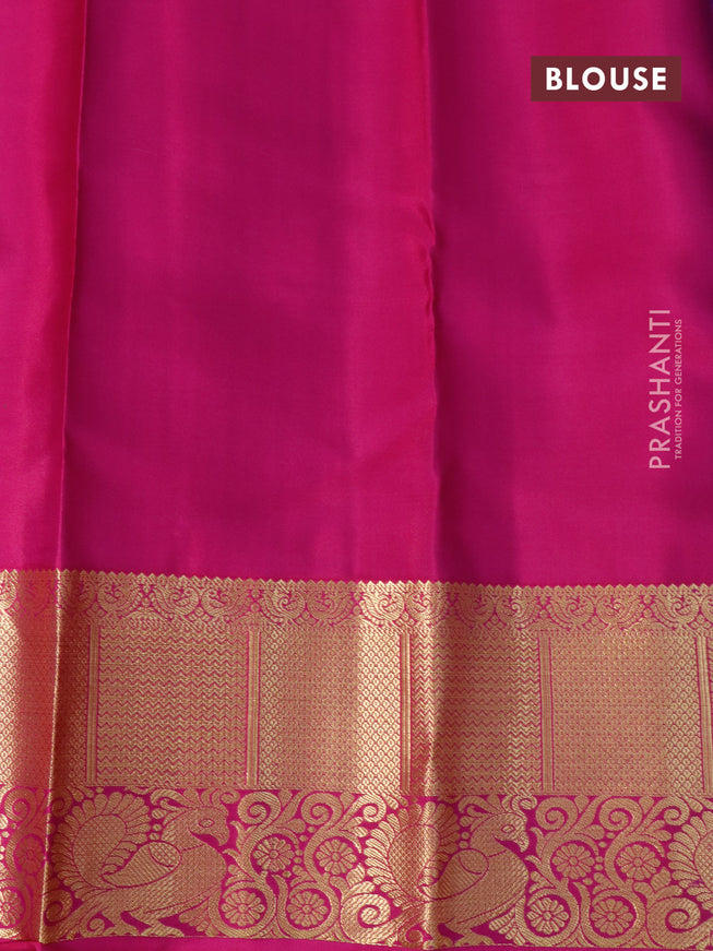 Pure kanjivaram silk saree dual shade of green and pink with zari woven buttas and zari woven border