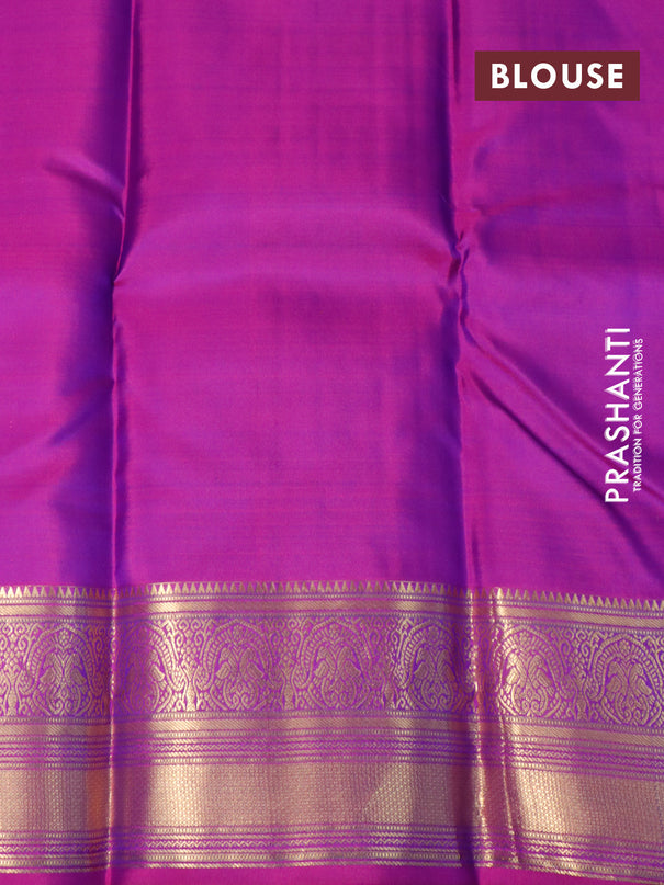 Pure kanjivaram silk saree blue and purple with zari woven buttas and zari woven border