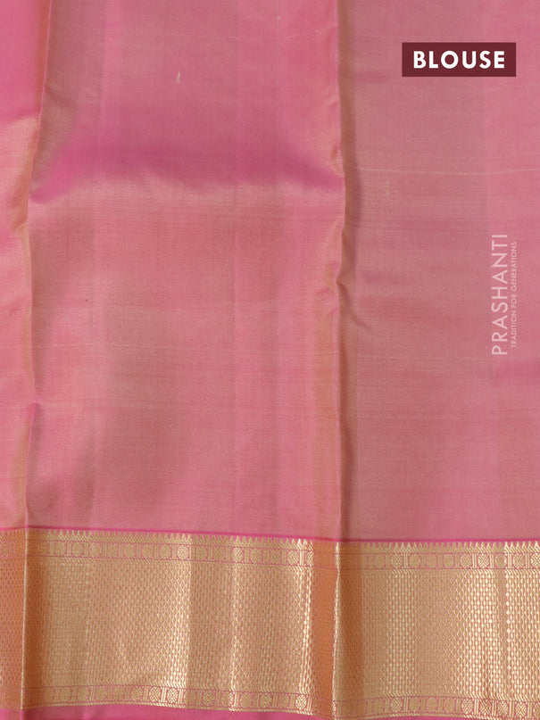 Pure kanjivaram silk saree cream and pink with zari woven buttas and zari woven border