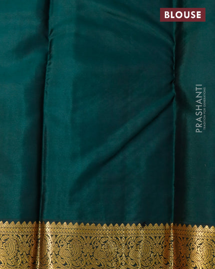 Pure kanjivaram silk saree mango yellow and green with zari woven buttas and zari woven korvai border