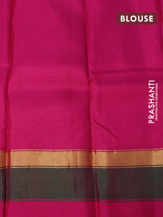 Pure kanjivaram silk saree cs blue and pink with zari woven buttas and zari woven simple border