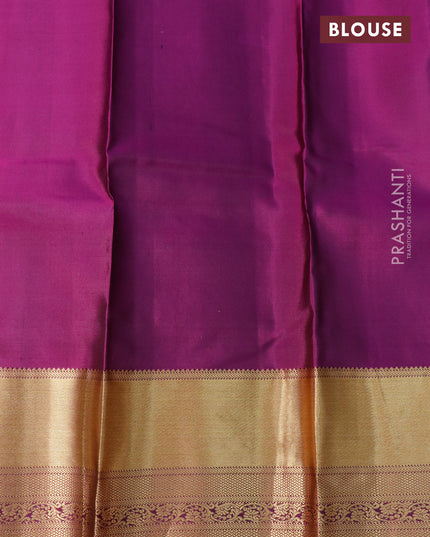 Pure kanjivaram silk saree pastel green and purple with zari woven buttas and zari woven border