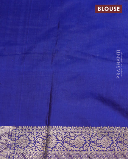 Pure banarasi uppada silk saree blue with allover zari woven floral weaves and zari woven floral border