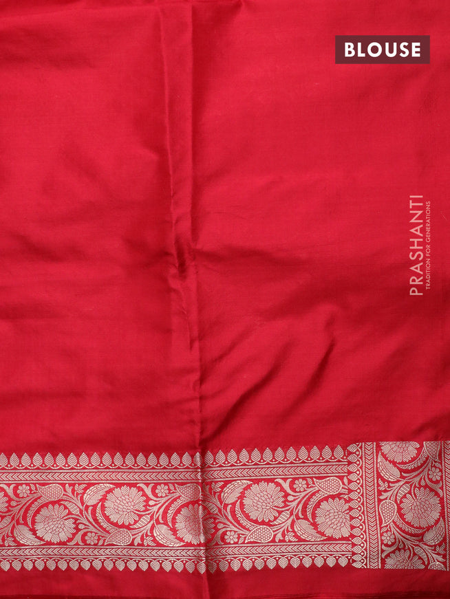 Pure banarasi uppada silk saree red and pink with allover zari woven zig zag weaves and zari woven border
