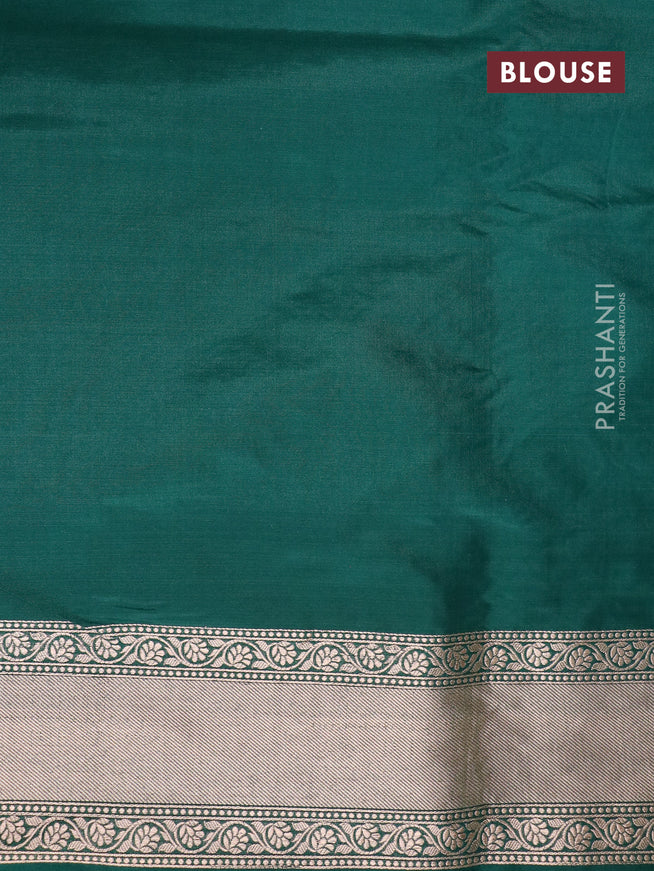 Pure banarasi uppada silk saree dark green with allover geometric zari weaves and zari woven border