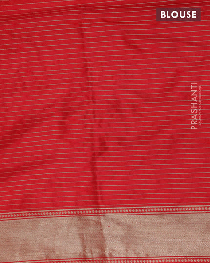 Pure banarasi uppada silk saree red with thread & zari woven buttas and long floral design zari woven border