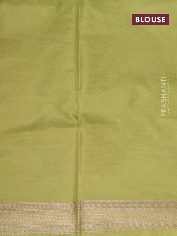 Pure banarasi uppada silk saree pista green with allover zari woven floral weaves and zari woven border