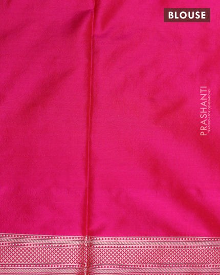 Pure banarasi uppada silk saree pink with allover zari woven floral weaves and zari woven border