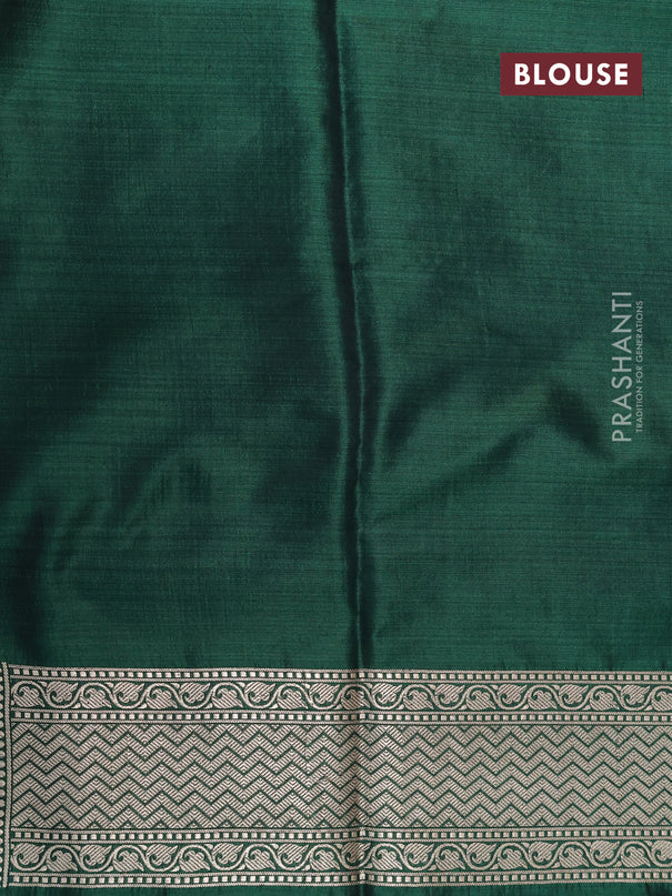 Pure banarasi uppada silk saree dark green with allover zari woven floral weaves and zari woven border