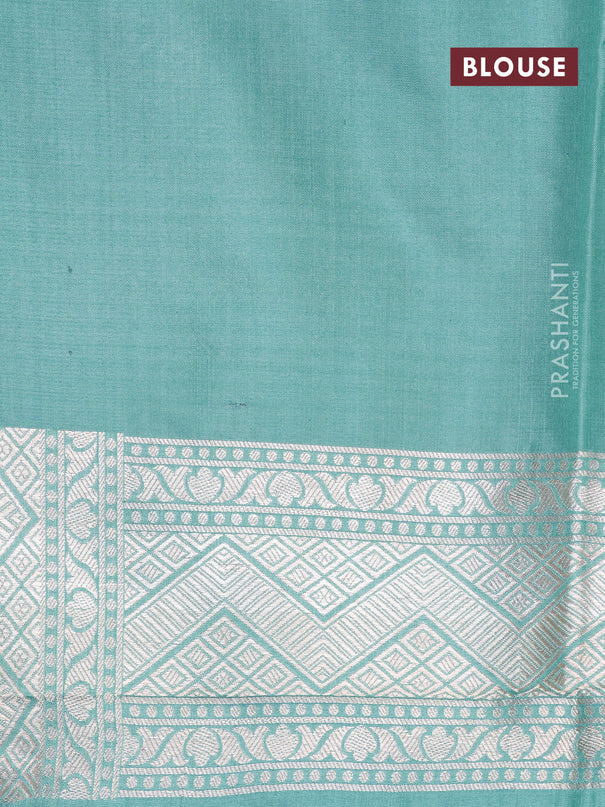 Pure banarasi uppada silk saree pastel blue with allover zari woven floral weaves and zari woven border