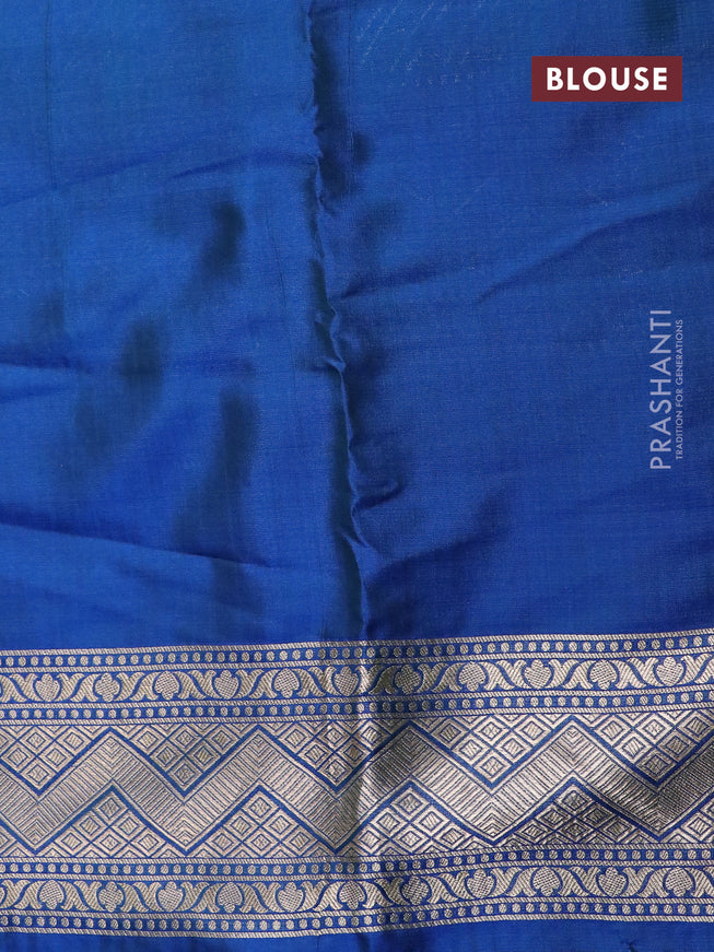 Pure banarasi uppada silk saree dual shade of bluish green with allover zari woven floral weaves and zari woven border