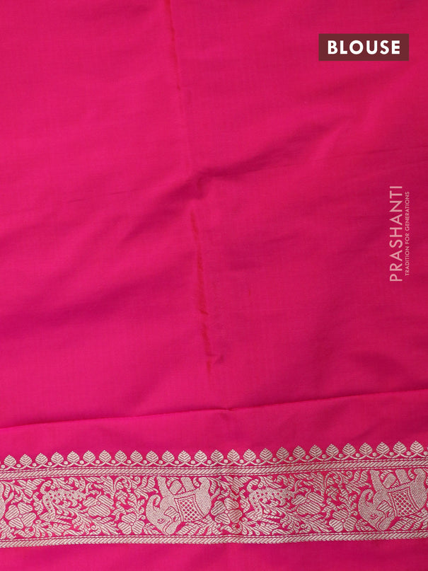 Pure banarasi uppada silk saree dual shade of pinkish orange with allover zari woven vanasingaram weaves and zari woven border
