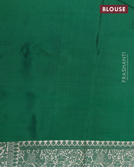 Pure banarasi uppada silk saree green with allover zari woven vanasingaram weaves and zari woven border