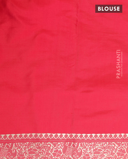 Pure banarasi uppada silk saree dual shade of pink with allover zari woven vanasingaram weaves and zari woven border