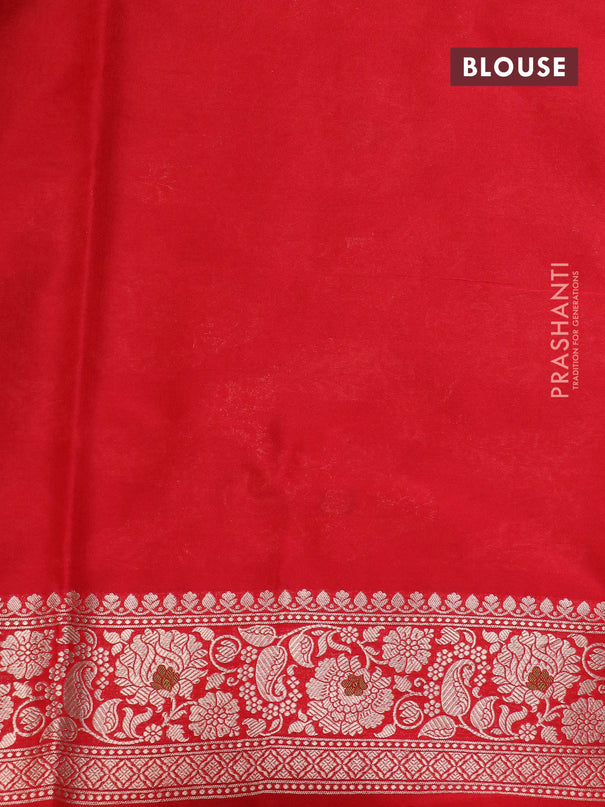 Pure banarasi uppada silk saree red with allover zari woven brocade weaves and zari woven border