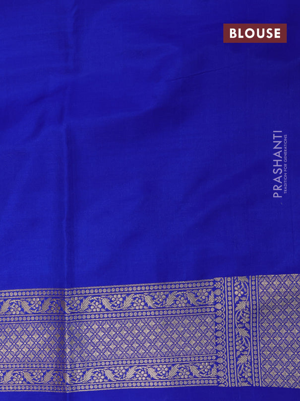 Pure banarasi uppada silk saree royal blue and maroon with allover zari woven brocade weaves and zari woven border