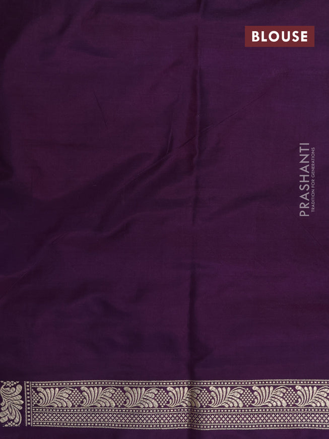 Pure banarasi uppada silk saree deep violet and magenta pink with allover zari woven buttas and zari woven border
